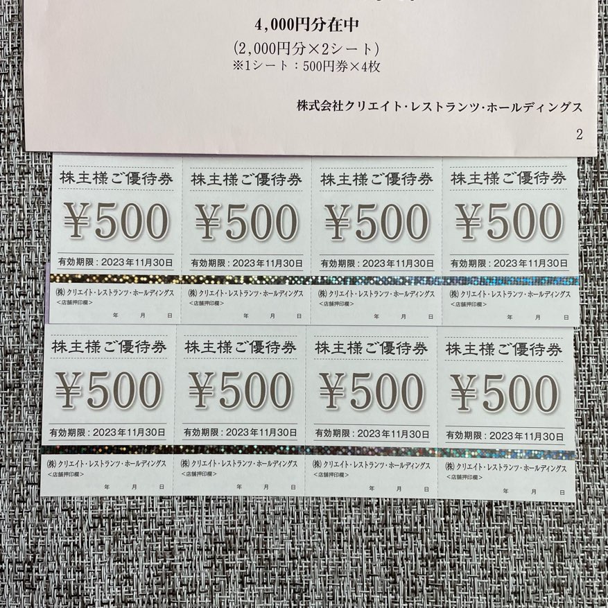 3387】クリエイトレストランツホールディングス株主優待（2023年2月末